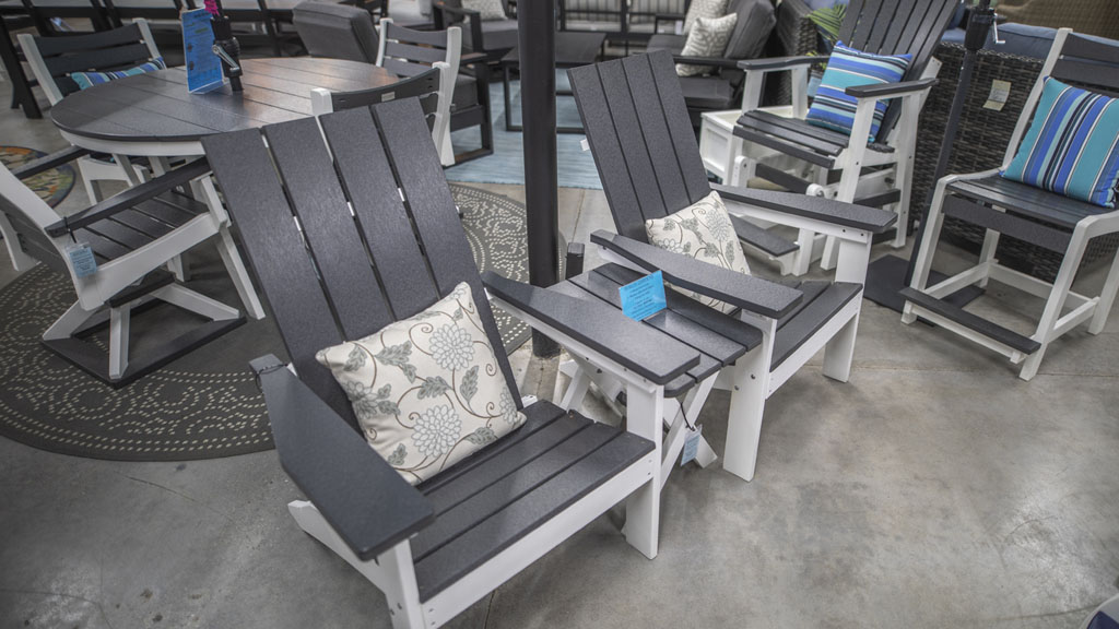 2 person ploy Adirondack chair set with modern rectangle side table. champaign-il-store