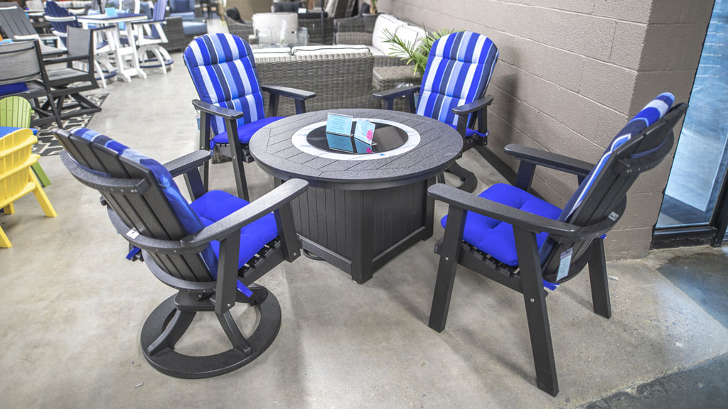 4 person fire table conversation set with swivel chairs. champaign il store