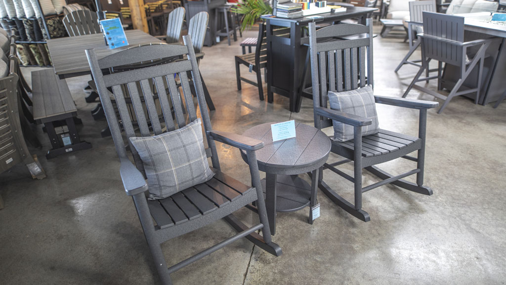 Poly rocking chairs with round side table. champaign il store