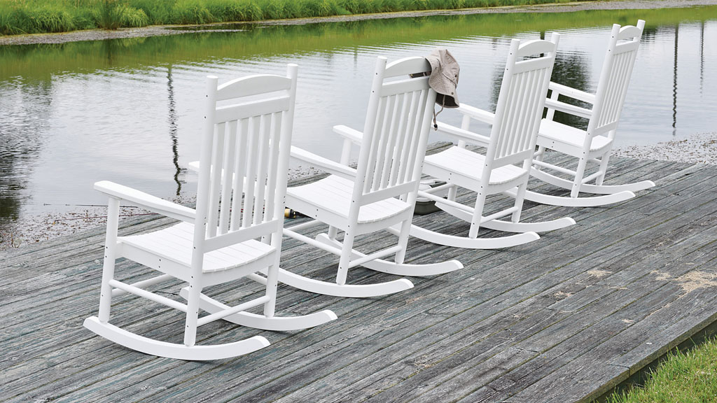 Commercial quality poly rockers in white. 