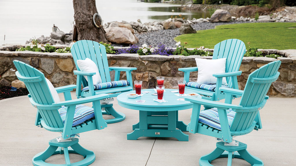 Lake furniture colorful swivel chairs chat table heavy durable luxury. 