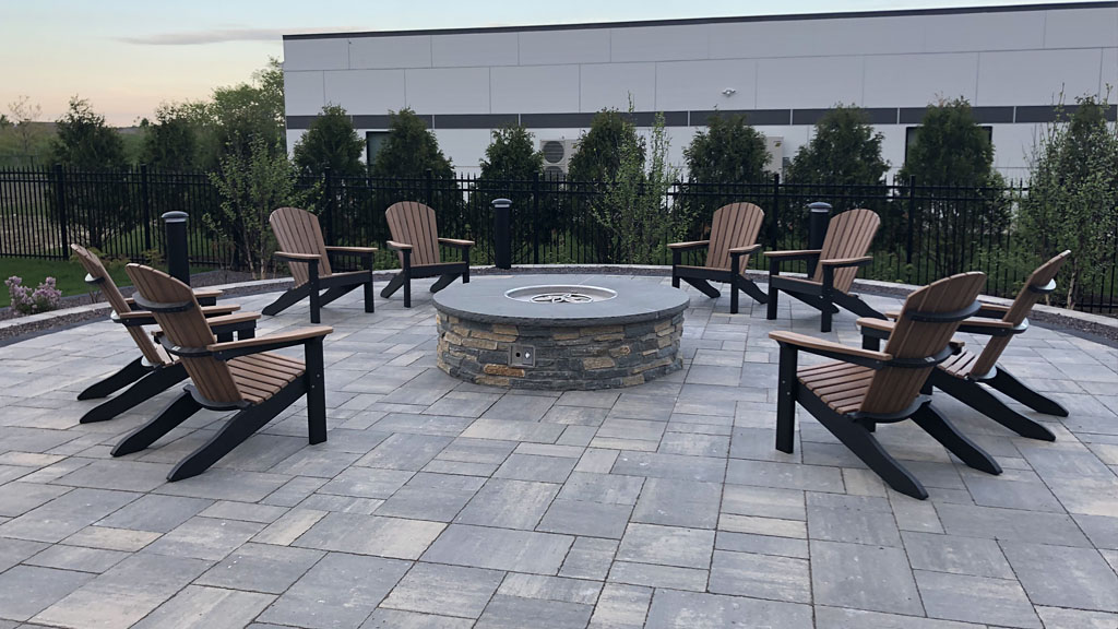 Firepit seating. Legends Apartments Champaign IL commercial furniture customer.