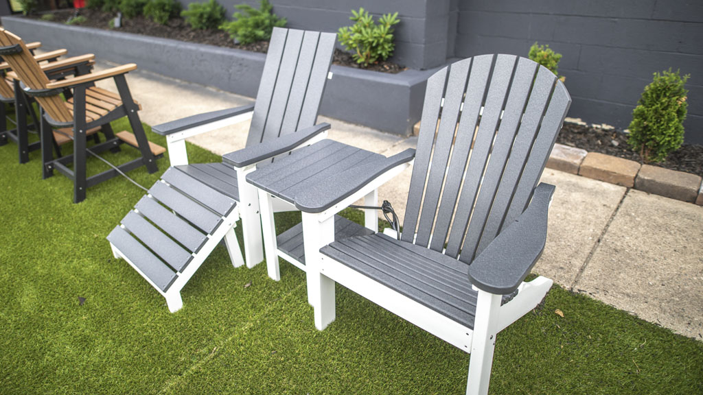 poly adirondacks in modern traditional style with foot stool. champaign il store