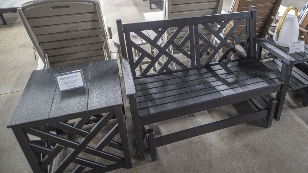 poly ornate bench and side table. champaign il store