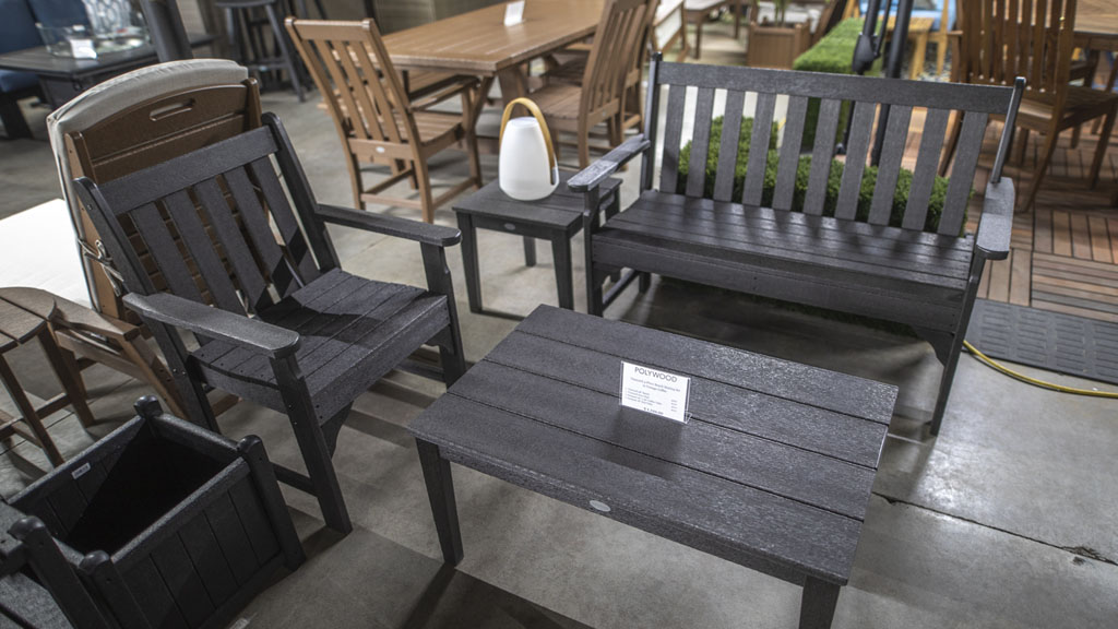 poly set bench chair and coffee table. champaign il store